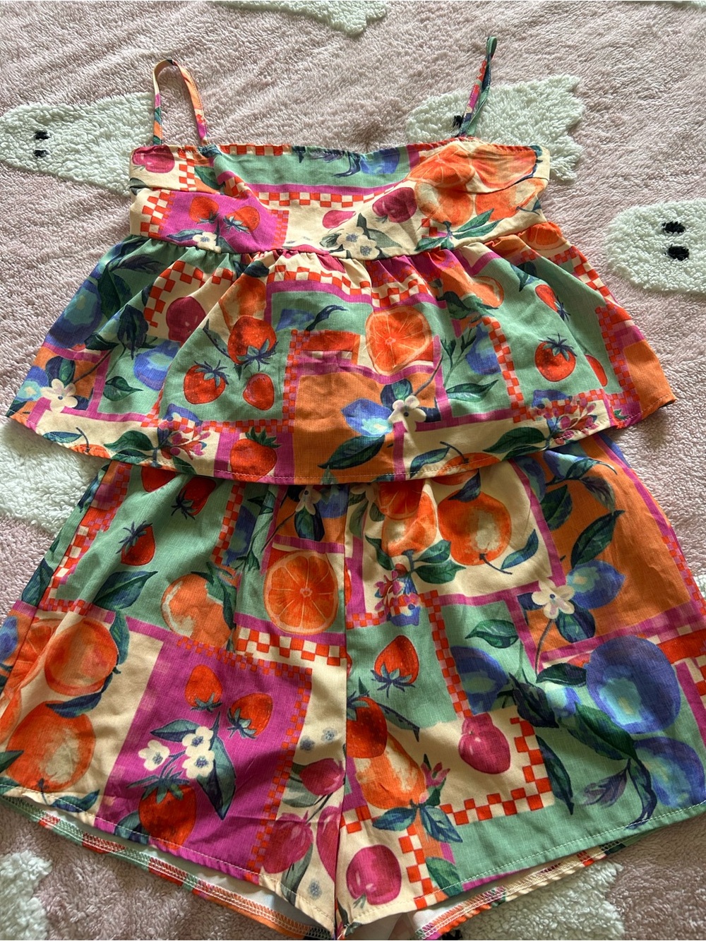 Girls' Citrus Print Tank & Shorts Set - Green/Orange